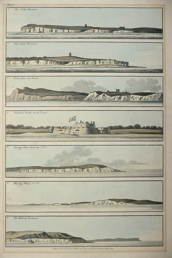 John Thomas Serres, Five coloured plates from the `Little Sea Torch’or, ‘True guide for coasting pilots:’ , antique map, old maps