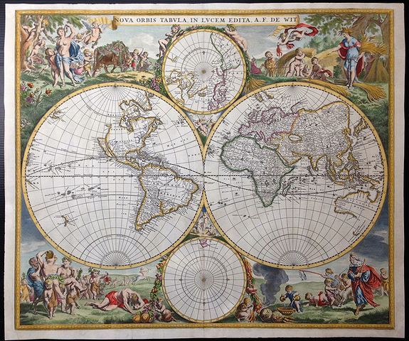 DE WIT, F., Nova Orbis Tabula, in Lucem Edita., antique map, old maps