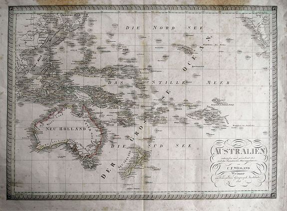 WEILAND, C.F., AUSTRALIEN entworfen und gezeichnet 1823..., antique map, old maps