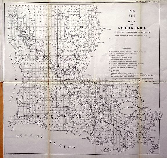 McCULLOH, W.J., Map of Louisiana Representing the Several Land Districts., antique map, old maps