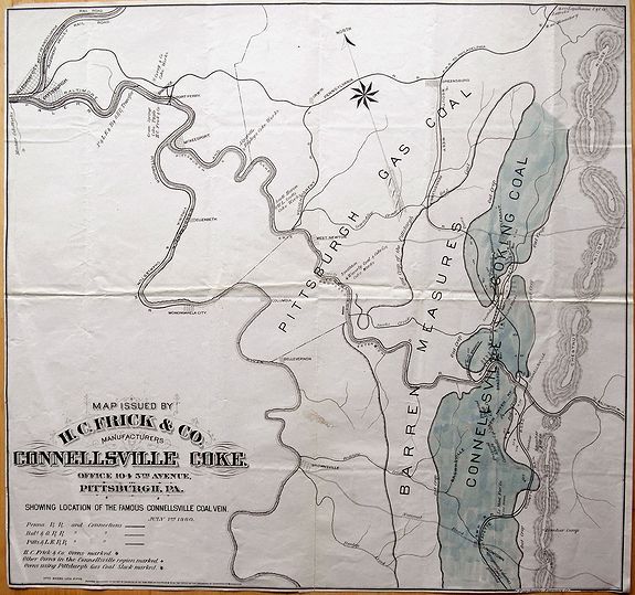 FRICK, H.C., Map Issued by H.C. Frick & Co., Manufacturers Connellsville Coke., antique map, old maps