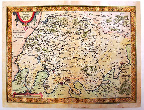 ORTELIUS, A., l'isle de France, Parisiensis Agri de Script, antique map, old maps
