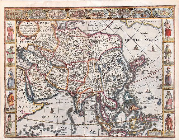 SPEED, J., Asia with the Islands adioyning described, the atire of the people, & Townes of importance, all of them newly augmented , antique map, old maps