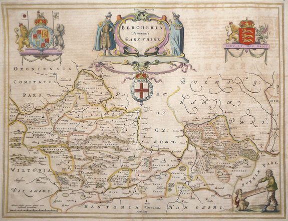 BLAEU, J., Bercheria vernacule. . . (Barkshire), antique map, old maps