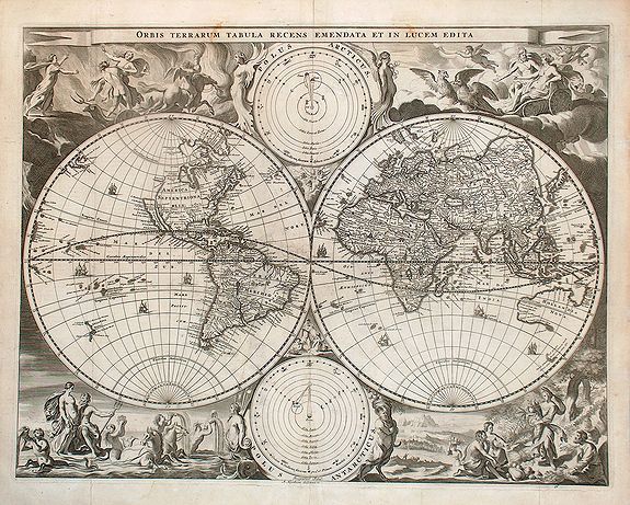 Hendrik and Jacob Keur, Orbis Terrarum Tabula. . ., antique map, old maps