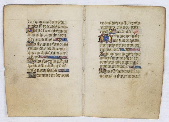 PSALTER, Double-leaf from a small psalter on vellum, , antique map, old maps