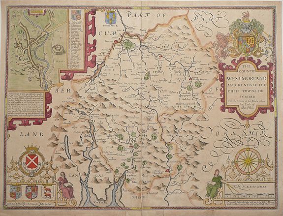 SPEED, J., The Countie Westmorland And Kendale The Chief Towne Described., antique map, old maps