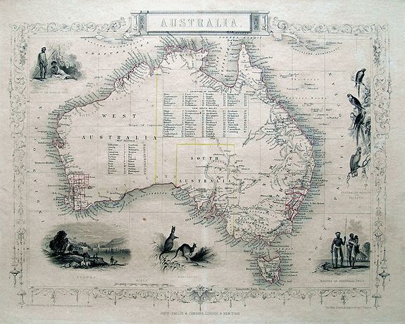 TALLIS, J. / RAPKIN, J., AUSTRALIA., antique map, old maps