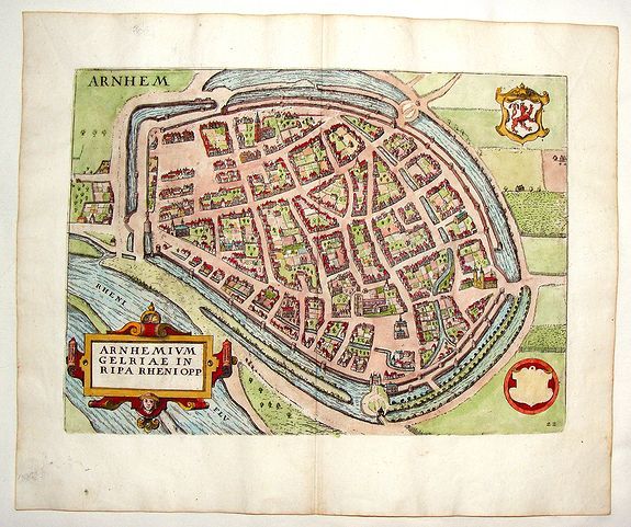 GUICCIARDINI, L., Arnhemium Gelriae in Ripa Rheni Opp., antique map, old maps