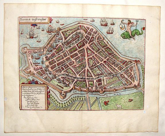 GUICCIARDINI, L., Hooren in Westvrieslant., antique map, old maps
