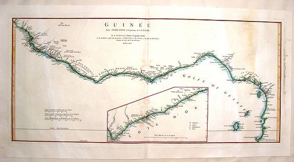 D'ANVILLE, J., Guinee Entre Serre-Lione et le Passage de la Ligne., antique map, old maps