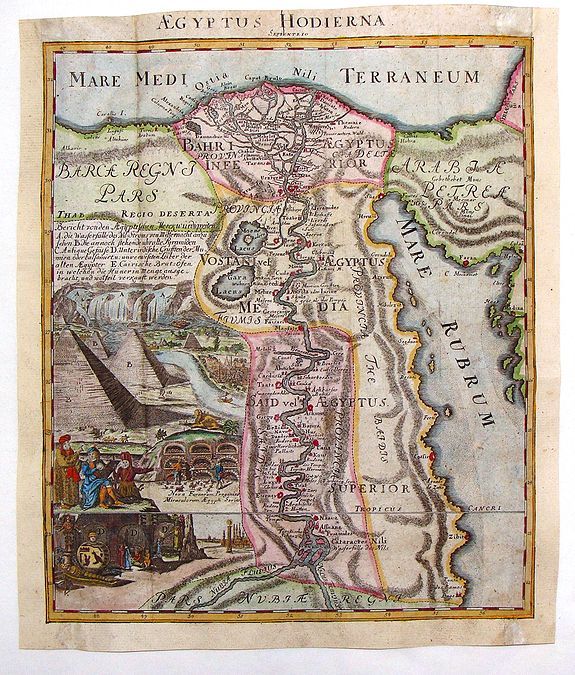 HOMANN, J. , Aegyptus Hodierna., antique map, old maps