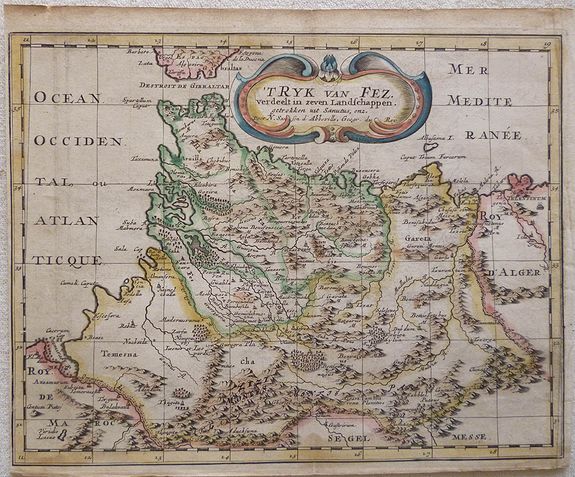 SANSON, N., T Ryk van Fez verdeelt in zeven Landschappen, getrokken uit Sanutus enz., antique map, old maps