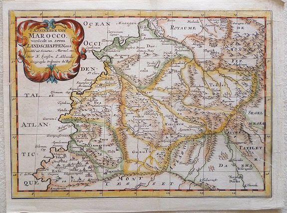 SANSON, N., t Koninkrijk van Marocco verdeelt in zeven Landschappen enz. getrokke uit Sanutus, Marmol enz., antique map, old maps