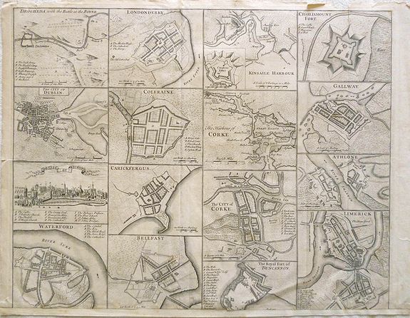TINDAL / RAPIN, Cities of Ireland (no title)., antique map, old maps