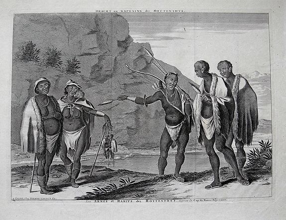 AA VAN DER, P. , Dracht en Wapening der Hottentots., antique map, old maps