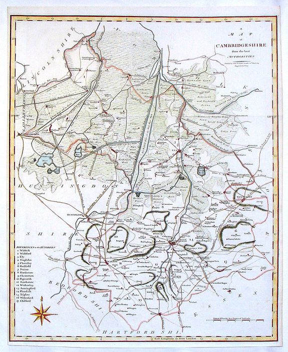 CARY, J., Cambridgeshire from the Best Authorities., antique map, old maps