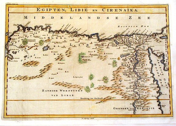 BESSELING, H., Egipten, Libie en Cirenaika., antique map, old maps