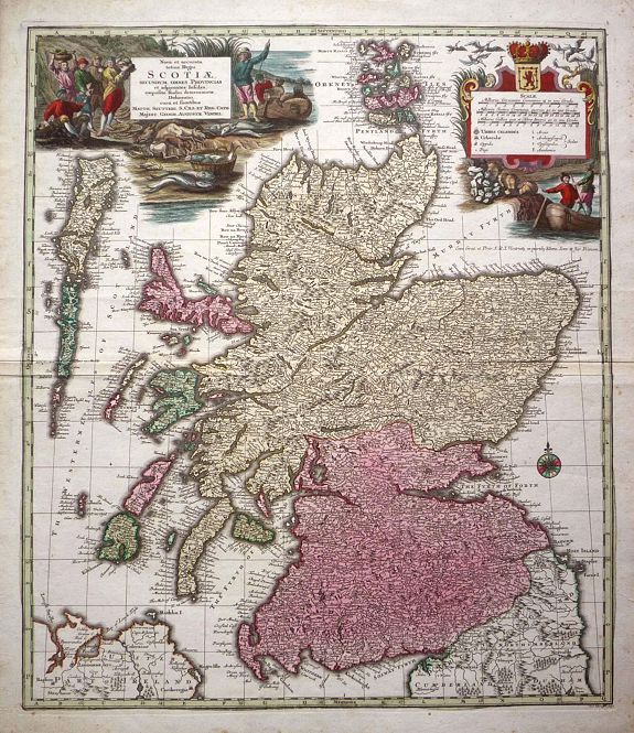 SEUTTER, M., Nova et accurata totius Regni Scotiae..., antique map, old maps