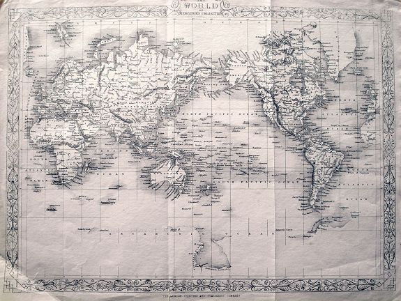 RAPKIN, J., The World on Mercator's Projection., antique map, old maps