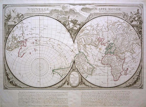 SANTINI, P., Nouvelle mapp monde : dediee au progres de nos conaissanceas . . ., antique map, old maps