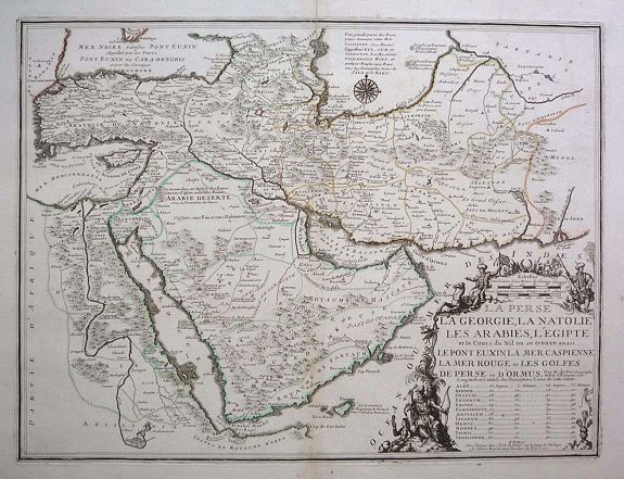 DE FER, N., La Perse, La Georgie, La Natolie, Les Arabies, L'Egipte et le Cours du Nile. ., antique map, old maps
