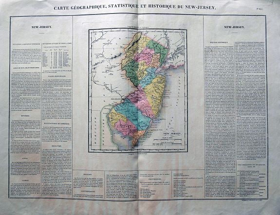 BUCHON, A., Carte Geographique, Statistique et Historique Du New-Jersey., antique map, old maps