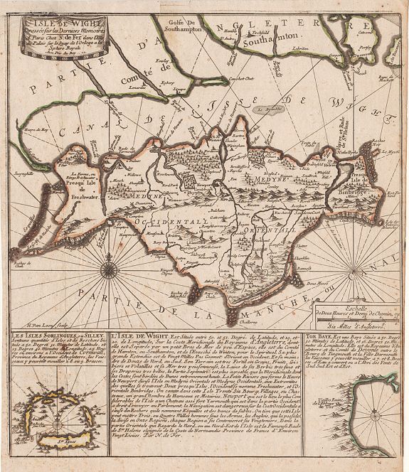 DE FER, N., Isle de Wight., antique map, old maps