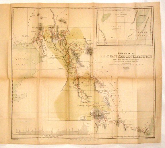 ROYAL GEOGRAPHIC SOCIETY, Route Map of the R.G.S. East African Expedition., antique map, old maps