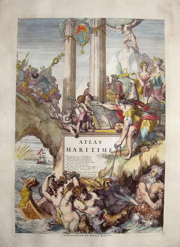 DE HOOGHE, R., Atlas Maritime. (Title page), antique map, old maps
