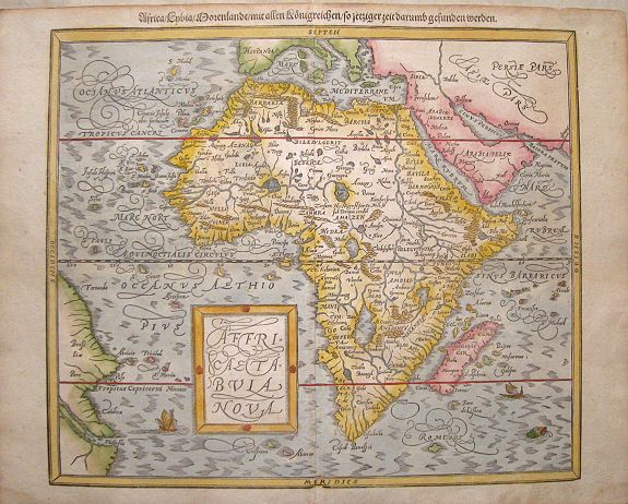 MÜNSTER, S., Africae tabula nova / Africa, Lybia, Morenlandt, mit allen Königreichen so jetziger zeit darumb gefunden werden. . ., antique map, old maps