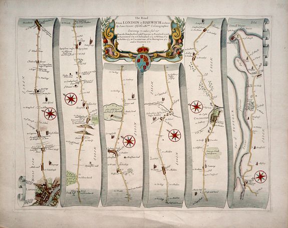 OGILBY, John, The Road from London to Harwich ., antique map, old maps