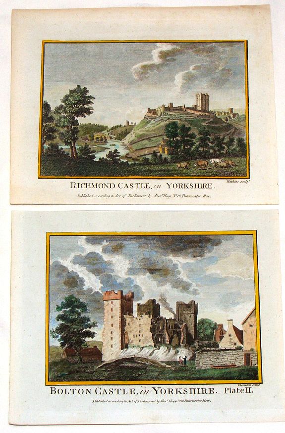 HOGG, A., Bolton Castle & Richmond Castle in Yorkshire (2 Prints)., antique map, old maps