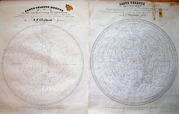HARTMANN, F. J., Pair of 2 maps: CARTE CELESTE... & CARTE CELESTE MUETTE. . ., antique map, old maps