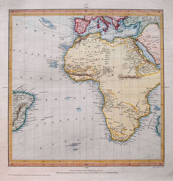 WALKER, J & C., (Untitled map of Africa), antique map, old maps