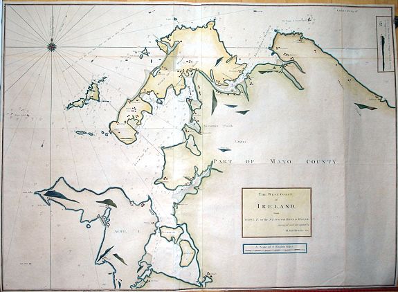 MACKENZIE, M., The West Coast of Ireland from Achil I. to the Staggs of Broad Haven; Surveyed and navigated by M. Mackenzie senr, antique map, old maps