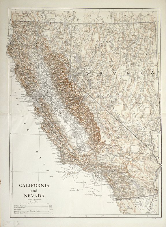 WALKER, Sir Emery, California and Nevada by Sir Emery Walker., antique map, old maps