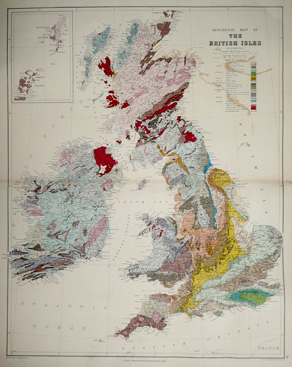 SANFORD, Edward / BEST, Edward, Geological map of the British Isles., antique map, old maps