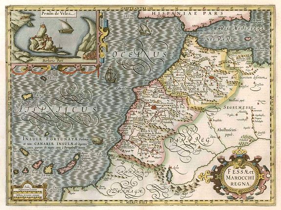 HONDIUS, J. , FESSAE et MAROCCHI REGNA. , antique map, old maps
