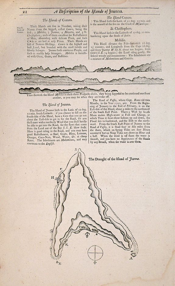 THORNTON, Samuel., A Description of the Islands of Joanna (Anjouan)., antique map, old maps