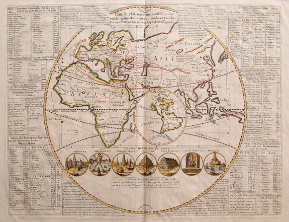 CHATELAIN, H., Plan de l\' Histoire Universelle, oulon voit les quatre Monarchies du Monde , et tous les Anciens Etats, aussi bien que ceux qui subsistent aujourdhuy., antique map, old maps