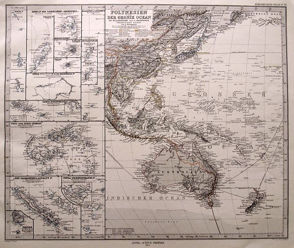 STIELER, A., Polynesien und der grosse Ocean. . ., antique map, old maps