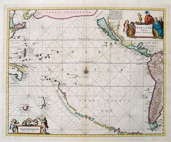JANSSONIUS, J./ Wolfgang, A., Mar Del Zur Hispanis Mare Pacificum., antique map, old maps