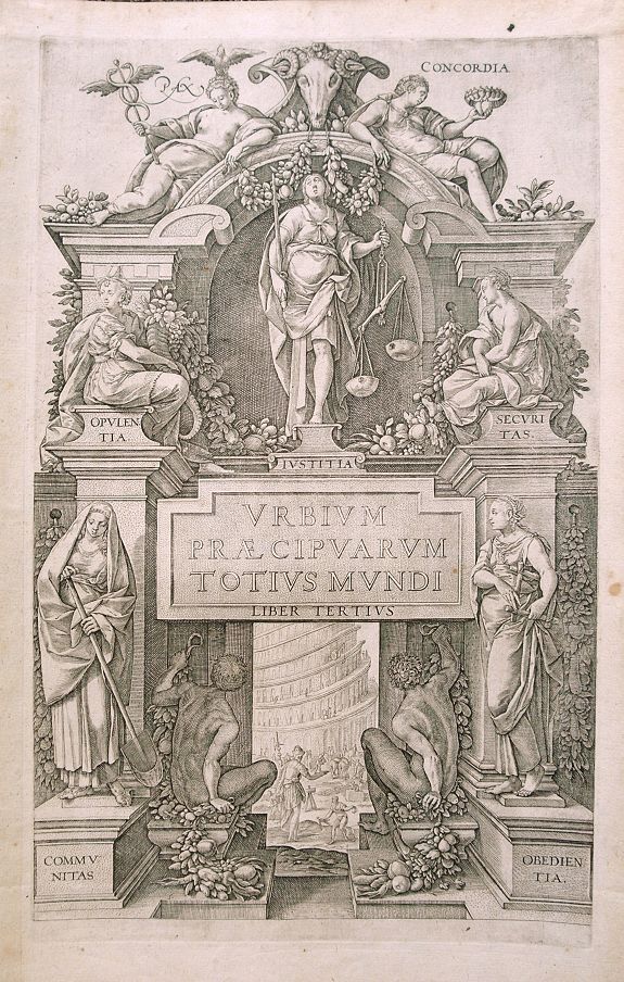 BRAUN, G. / HOGENBERG, F., Title page from Civitatus Orbis Terrarum vol. 3, antique map, old maps