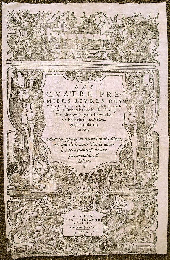DE NICOLAY, N., Les Quatre Premiers Livres des Navigations et Peregrinations Orientales., antique map, old maps