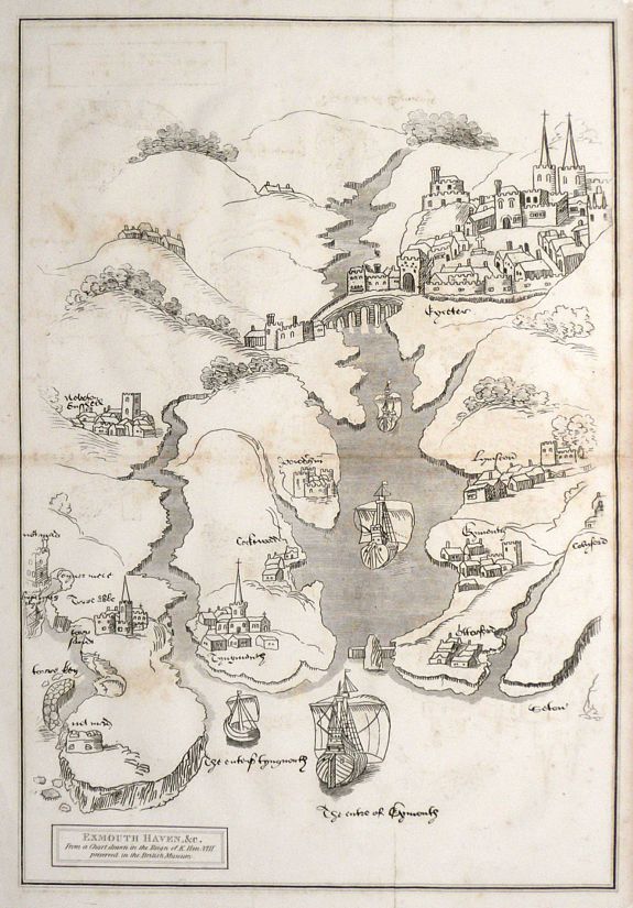 LYSONS, Daniel & Samuel, Exmouth Haven &c. - From a chart drawn in the Reign of K. Hen. VIII preserved in the British Museum., antique map, old maps