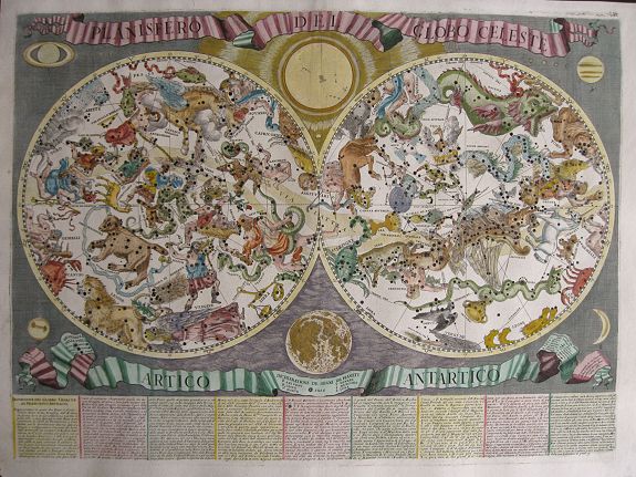 BRUNACCI, F., Planisfero del Globo Celeste Artico Antartico. . ., antique map, old maps