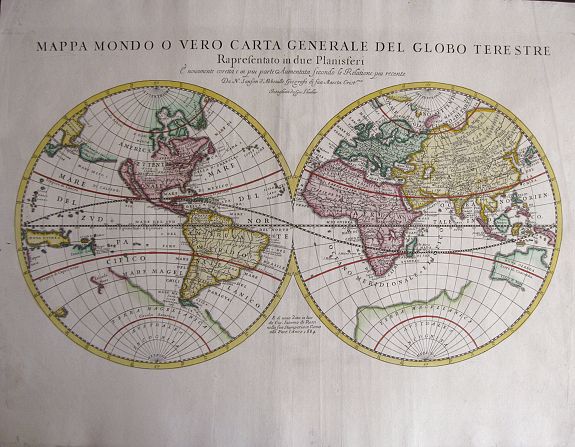 DE ROSSI, G., Mappa Mondo o vero carta generale del globo terestre., antique map, old maps