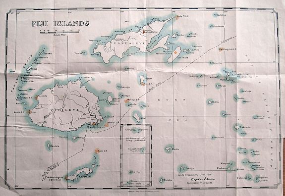 WATERLOW & SONS, Fiji Islands., antique map, old maps
