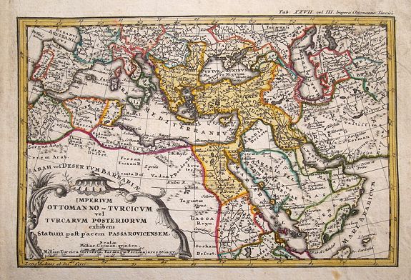 HAAS, J. M., Imperium Ottomanno -Turcicum vel Turcarum posteriorum exhibens statum post pacem Passarovicensem., antique map, old maps
